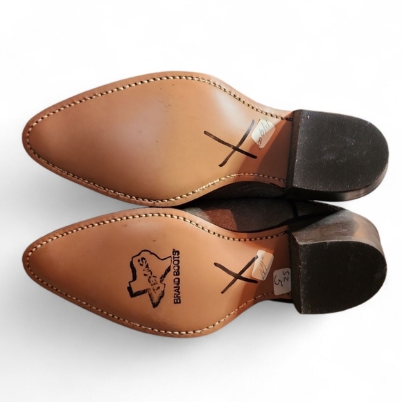 New Women’s Dark Brown Texas Brand Cowboy Boots Leather Style 4791 Size 5 M USA - Picture 6 of 8